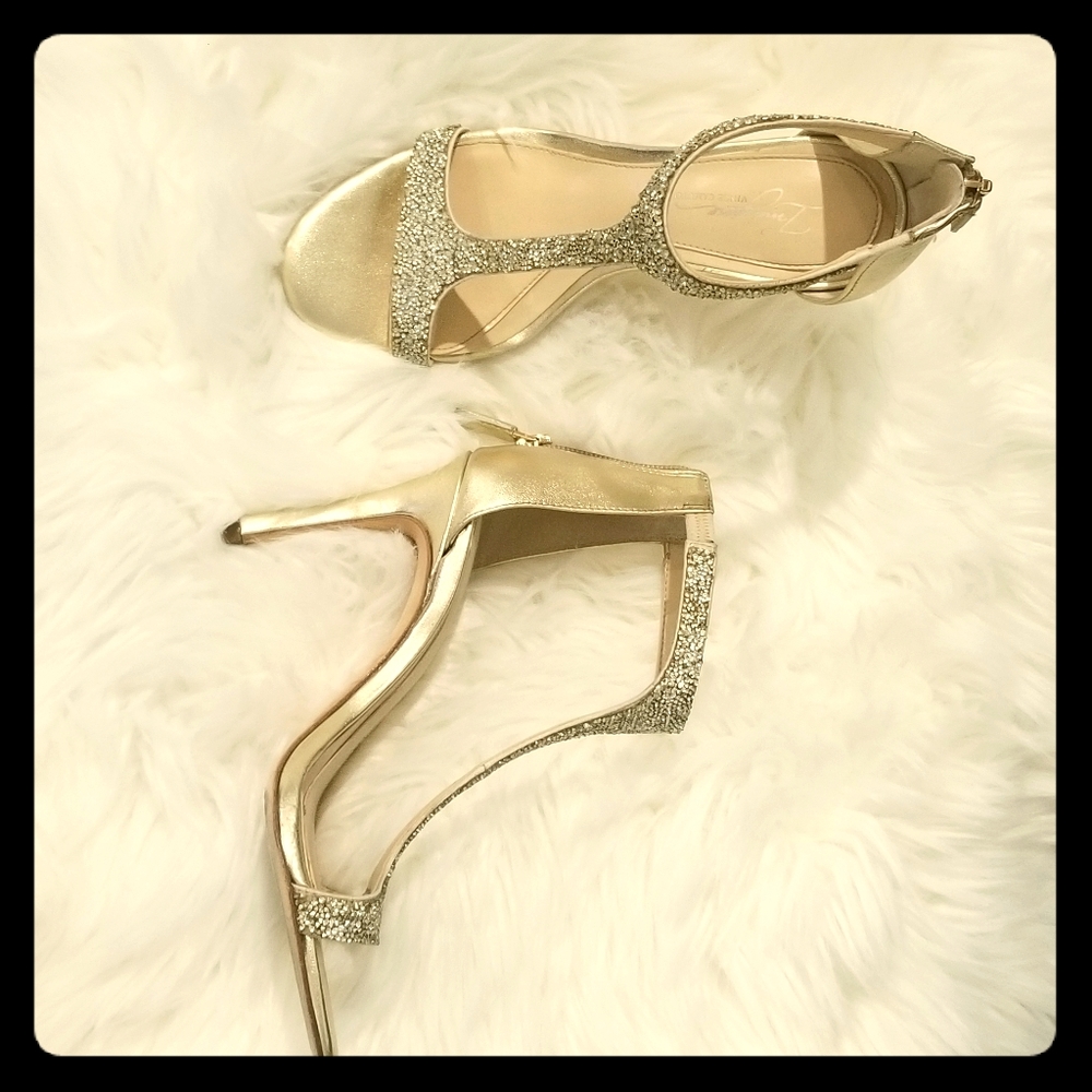 Gold high heels